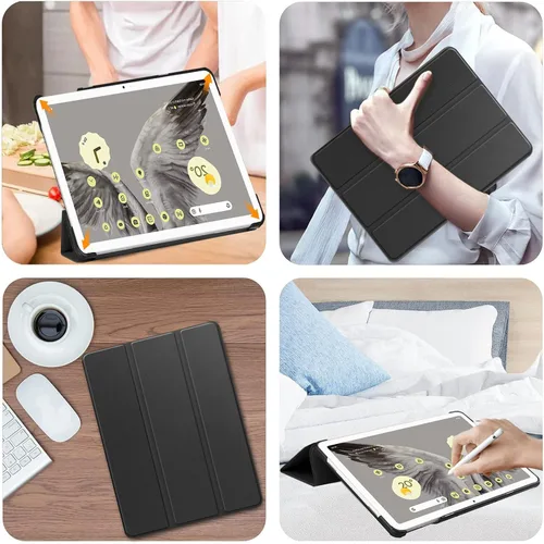 Vista 7 de NINKI Funda para tablet Google Pixel – Cuero, policarbonato duro a prueba de golpes + carcasa trasera de piel sintética, funda ligera con soporte