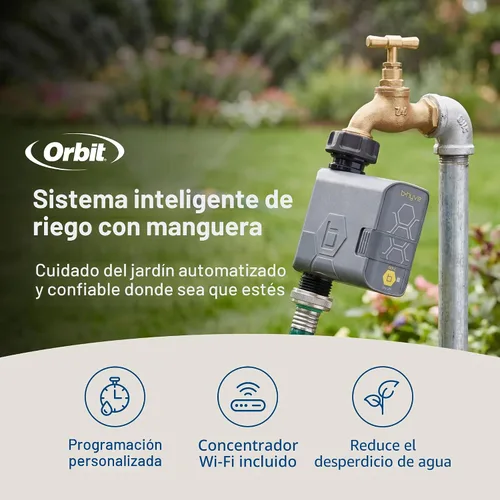 Vista 2 de Orbit 90204Z B-hyve Gen 2 Temporizador de riego de manguera inteligente con concentrador Wi-Fi