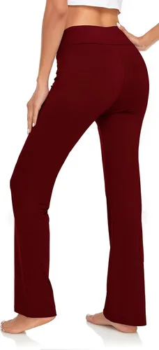 Vista 2 de Pantalones de yoga para mujer, cintura alta, pantalones de yoga negros para mujer, leggings rectos sueltos, cómodos, modales, pantalones largos