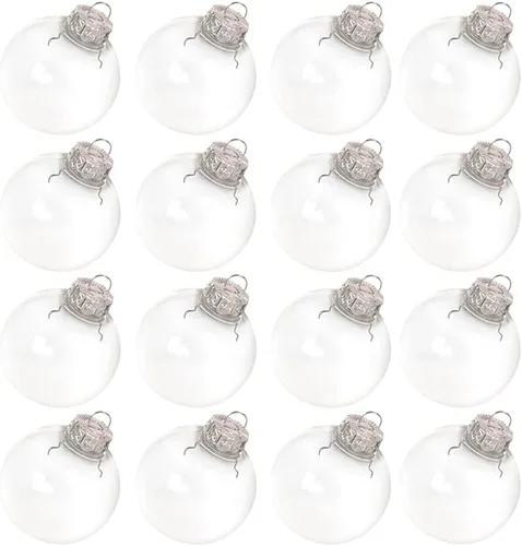 Vista 7 de Ochine Bolas de adorno rellenables de plástico transparente, irrompibles, adornos de bolas de Navidad transparentes para Navidad, Halloween