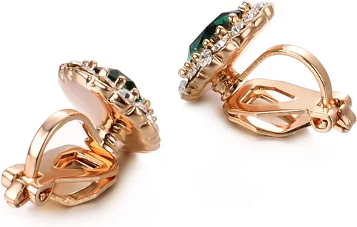 Vista 30 de Yoursfs Austria - Aretes de clip de cristal para mujer, chapados en oro de 18 quilates, joyería de moda con halo de circonita cúbica, aretes sin
