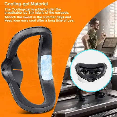 Vista 2 de SOULWIT 1Pcs Face Cushion Cover (Facial Interface) Replacement Kit for Oculus Quest 2, Softer Protein Leather + Cooling Gel, Anti-Leakage Nose Pad