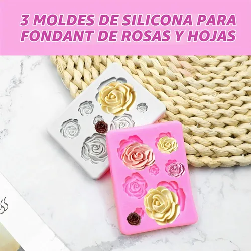 Vista 6 de Generic 2 moldes de silicona para barra de chocolate con rosas y flores, moldes de chocolate para tartas, herramientas de decoración de pasteles