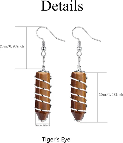 Vista 6 de Cristales curativos para mujeres y niñas, piedras de cuarzo natural envueltas con gancho de pescado, piedras preciosas energéticas, yoga