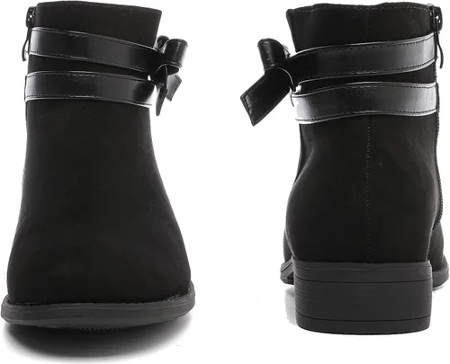 Vista 4 de Luoika Botines anchos para mujer, botines de invierno extra anchos con cremallera lateral y tacón bajo.