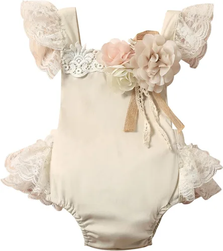 Vista 57 de Sasaerucure Traje de verano para bebé niña, sin mangas, mameluco de encaje tutú, mameluco de una pieza con volantes