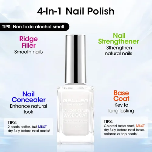 Vista 3 de GELLEN Esmalte de uñas iluminador 4 en 1, esmalte base para corrector