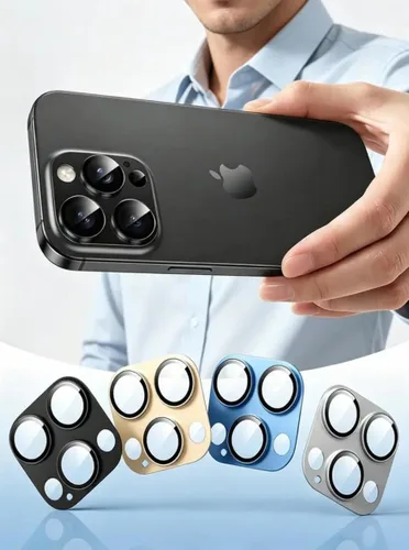 Vista 5 de Protector de lente de cámara compatible con iPhone 13 Pro/iPhone 13 Pro Max, protector de lente de cámara de metal más vidrio templado, diseño