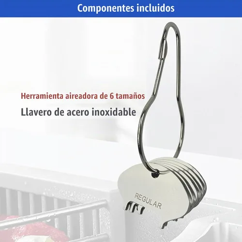 Vista 7 de Llave aireadora de grifo de acero inoxidable 304 mejorada 2025 – Ajuste universal para 6 tamaños (M16.5, M18.5, M21.5, M24, Junior, Regular)
