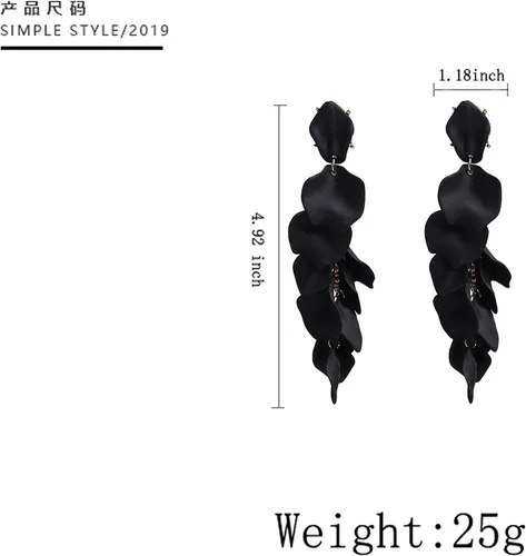 Vista 2 de Pendientes largos colgantes con borla y pétalos de rosa de resina para colgar con borla floral para mujeres y niñas, regalos elegantes de joyería