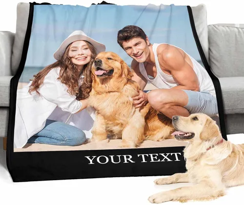 Vista 3 de Mantas personalizadas con fotos, 1 foto, manta personalizada, regalos personalizados para mamá, papá, pareja, novia, novio, esposa, marido, 8 tamaños