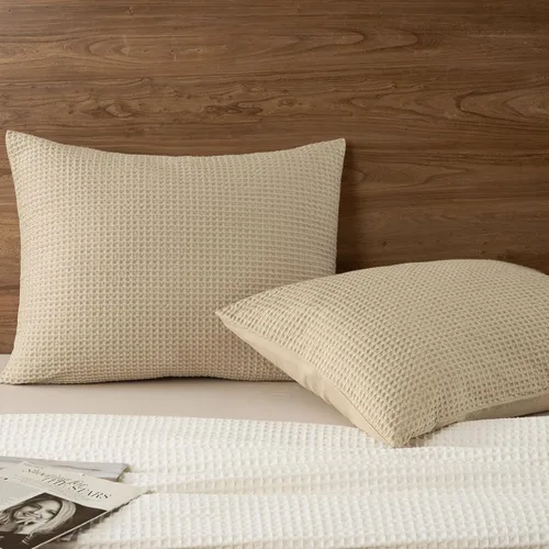 Vista 32 de PHF Funda de almohada 100% algodón con tejido de gofre, 22 x 22 pulgadas, sin relleno, paquete de 2 elegantes fundas de almohada cuadradas