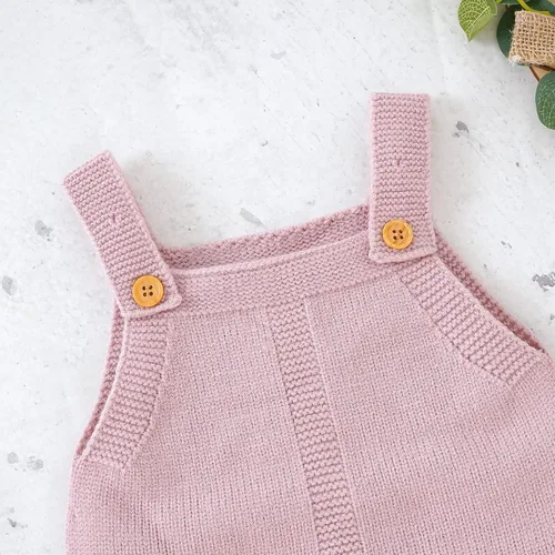 Vista 4 de Mameluco de punto para bebé, recién nacido, sin mangas, conjunto de suéter para niños y niñas con gorro cálido