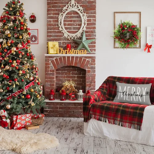 Vista 4 de Jbralid Fundas de almohada de Navidad de 12 x 20 pulgadas, decoración de casa de campo, decoración de invierno para vacaciones, funda de cojín