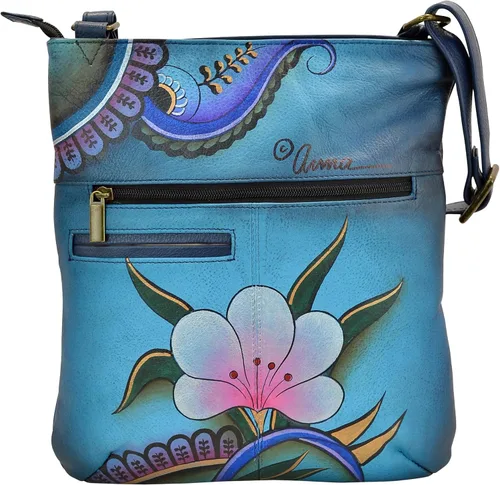 Vista 2 de Anna by Anuschka Women's Hand-Painted Genuine Leather Slim Cross Shoulder Bag