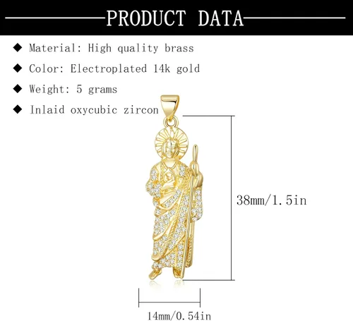 Vista 2 de 2pcs San Judas colgante chapado en oro de 14 quilates San Judas Oro Laminado San Judas encantos para collar, Latón, No es una piedra preciosa