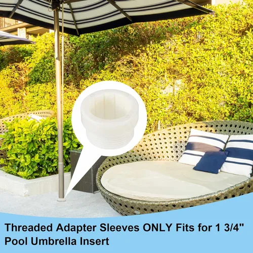 Vista 7 de Thyle Estabilizador de sombrilla de piscina, adaptador de inserción de 3/4 pulgadas, fundas adaptadoras roscadas, estabilizador de poste de Blanco