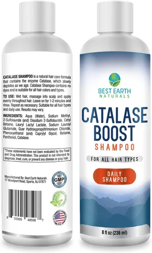 Vista 2 de Best Earth Naturals Catalase Formula Champú para apoyar la vitalidad del cabello y la salud del cabello para mujeres y hombres, 8 onzas líquidas