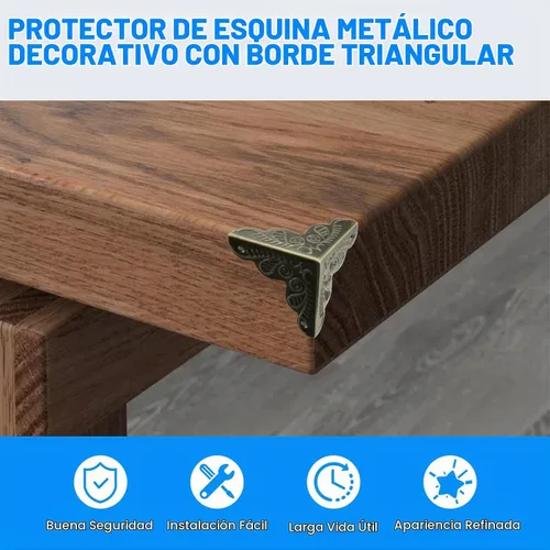 Vista 4 de SDTC Tech Paquete de 12 protectores de esquina de muebles de 1 x 1 pulgada, borde triangular de bronce antiguo, protector decorativo de esquina