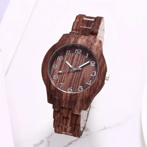 Vista 2 de Relojes de vela, reloj de moda de madera de cuarzo, de alta gama, grano de madera, reloj digital para hombre