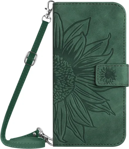 Vista 14 de XYX Wallet Case Compatible with Xiaomi Redmi Note 10s, Emboss Half Flower Floral PU Leather Flip Protective Case with Adjustable Shoulder Strap for