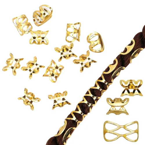 Vista 2 de NAISKA 50 piezas de joyería para rastas, anillos trenzados para el cabello, clips de temor, cerraduras de metal, joyería para trenzar el cabello