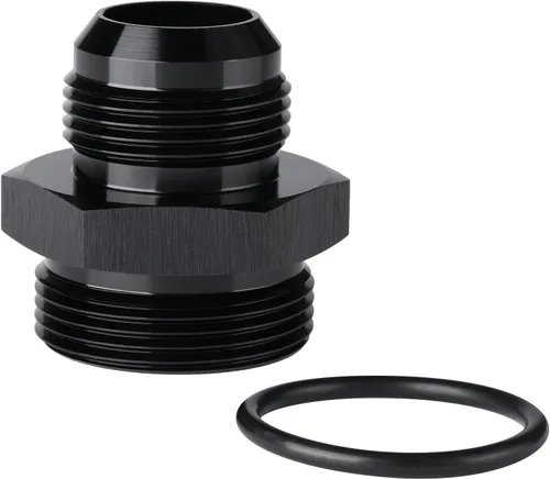 Vista 26 de 4AN macho a 4AN ORB con junta tórica Boss adaptador de riel de bomba de combustible de aluminio negro
