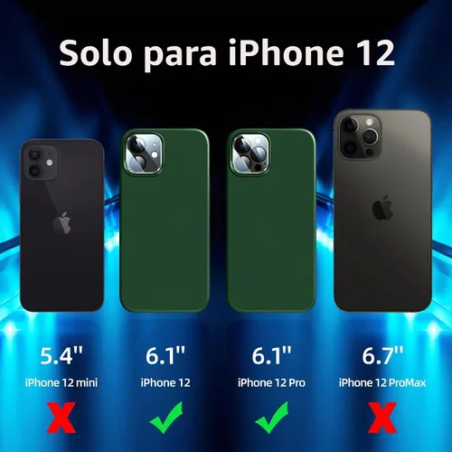 Vista 6 de Funda 5 en 1 para iPhone 12 Pro con protector de pantalla y protector de lente de cámara, funda de silicona líquida para iPhone 12 Pro (verde alpino)