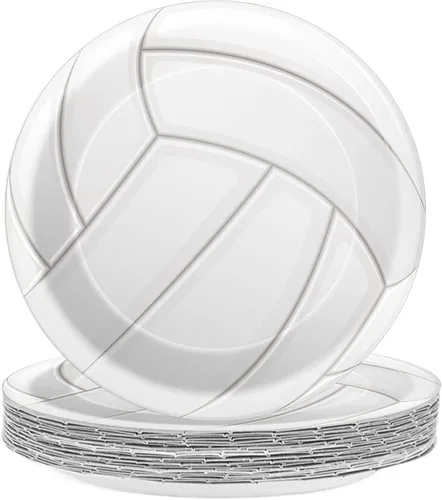 Vista 18 de Wiooffen Juego de 24 platos de papel para fiestas de tenis, juego de vajilla desechable, platos de postre para fiestas de tenis, deportes