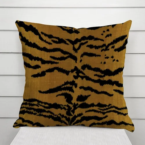Vista 3 de Funda de almohada de terciopelo estilo chinoiserie, funda de almohada con estampado de animales de tigre, funda de almohada europea de tigre, funda