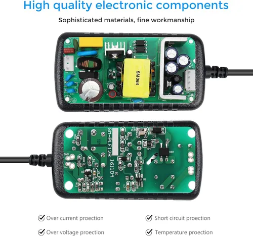 Vista 5 de LightingWill Fuente de alimentación de 12V, adaptador de alimentación de 12W, fuente de alimentación de 110V CA a 12V 1A CC, transformador