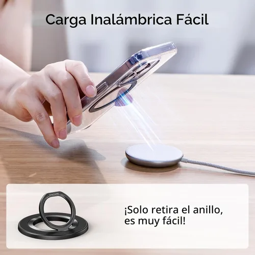 Vista 7 de SYNCWIRE - Soporte magnético con aro para MagSafe, rotación de 360 grados, agarre y soporte para teléfono, aro para dedo, doble imán, compatible