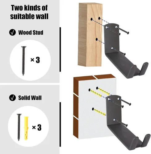 Vista 3 de Soporte de pared para bicicleta, soporte de pedal para garaje, soporte de almacenamiento de bicicleta, ganchos de bicicleta resistentes