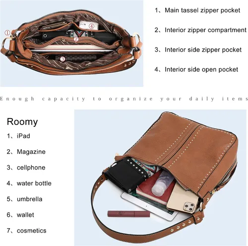 Vista 5 de Montana West Bolso de hombro oculto para mujer, bolso cruzado de moda