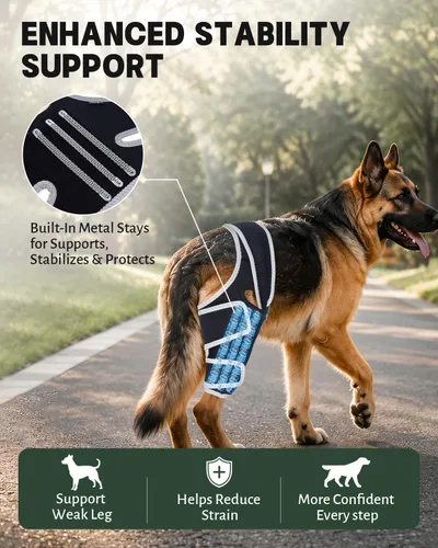 Vista 3 de Dog Knee Brace for Torn Acl Hind Leg, Relieves Ligament Injury and Joint Pain, Adjustable Leg Support Bracket for Warmth and Support, Universal Dog