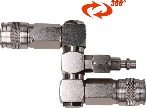Vista 3 de Accesorios de divisor de manguera de aire de 2 vías,Conector de manguera de aire de resistencia a alta presión, Diseño giratorio de 360