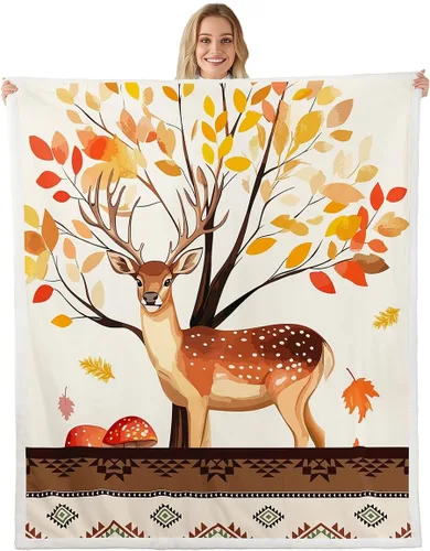 Vista 13 de Manta de temporada de otoño para niños y niñas, bonito forro polar de conejo de dibujos animados, regalos de feliz día de Acción de Gracias