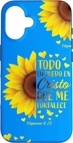 Vista 32 de Cristiano Español Regalo Mujeres Religioso Versículo de la Biblia Girasol Funda para iPhone 17