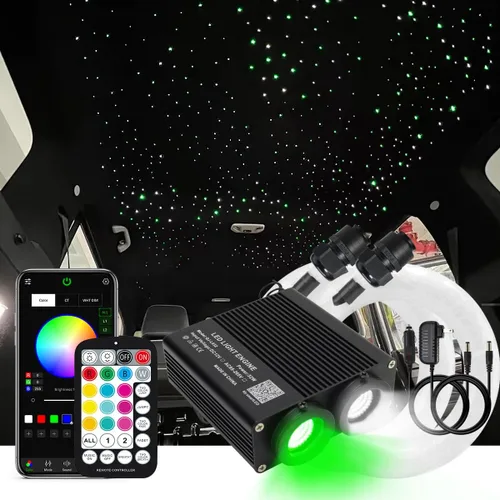 Vista 11 de AKEPO - Kit de luces de fibra óptica activadas por música de tamaño pequeño para automóvil y hogar, de 32 W, de doble puerto, de diferentes