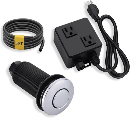 Vista 13 de BESTILL Kit de interruptor de aire superior para eliminación de basura, botón negro mate de 3.6 pulgadas de largo con cubierta de latón, módulo