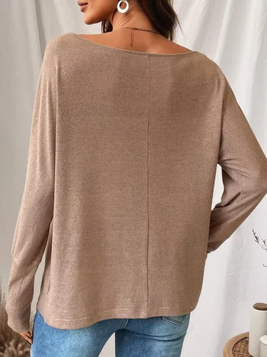 Vista 3 de CUPSHE Blusas de punto de manga larga para mujer, con hombros descubiertos, estilo casual, holgadas