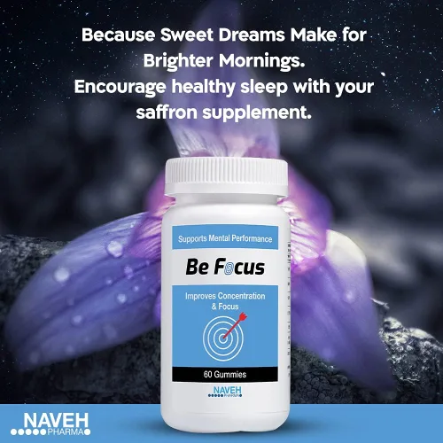 Vista 3 de NAVEH PHARMA Be Focus Suplemento de enfoque Potenciador natural del cerebro para niños y adultos Suplementos de azafrán de 30 mg Nootrópico
