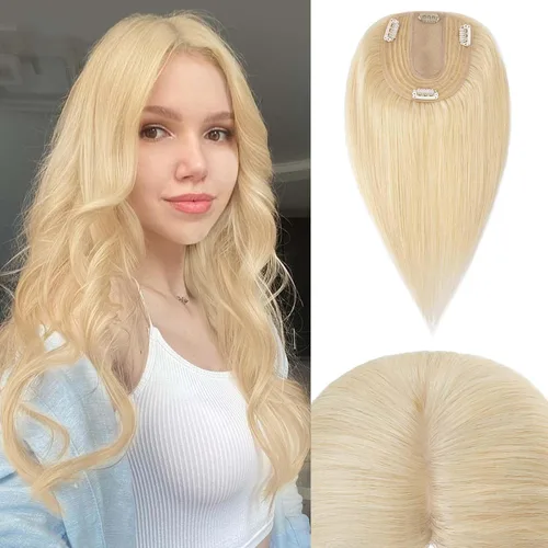 Vista 131 de Rich Choices Pelucas con topper de cabello para mujeres, cabello humano real 100% Remy, sin flequillo, para mujeres con adelgazamiento en la parte