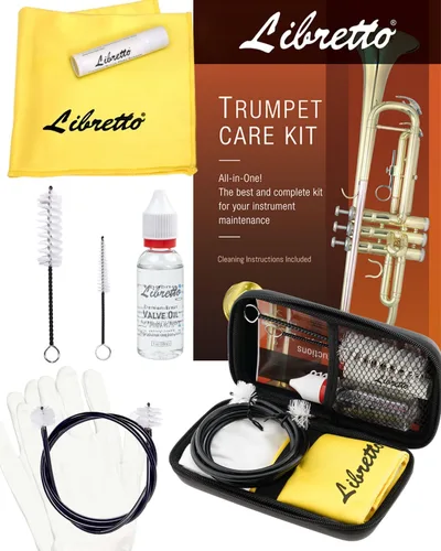 Vista 9 de Libretto Kit de cuidado todo en uno para trompeta (corneta) con instrucciones: aceite para válvula + grasa para deslizamiento + paño de limpieza +