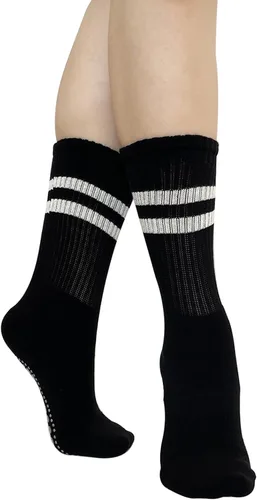 Vista 4 de JCZANXI Calcetines de yoga con empuñaduras para mujer, calcetines antideslizantes para yoga, pilates, barras, danza Calcetines acolchados ideales