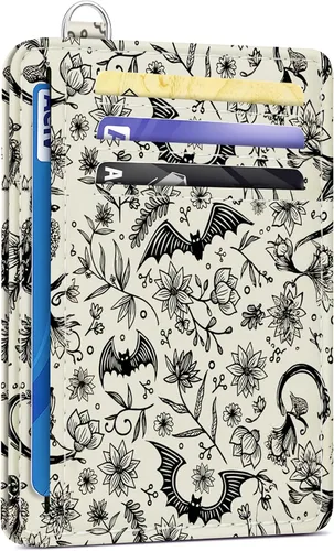 Vista 16 de SEAVILIA Tarjetero de crédito para mujer, cartera RFID para mujer, tarjetero de bolsillo frontal delgado y minimalista, bonito estuche delgado