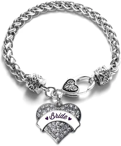 Vista 212 de Inspired Silver - Pulsera de plata con dije de corazón pavé con joyas de circonita cúbica