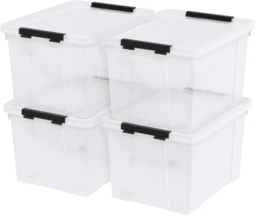 Vista 9 de Caja de almacenamiento con pestillo de 22 cuartos de galón, contenedor apilable con tapa de pestillo, contenedor de almacenamiento de plástico