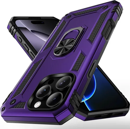 Vista 9 de Korecase Funda de teléfono para iPhone 16 con anillo de soporte, grado militar, a prueba de golpes, cuerpo completo, protección resistente para Negro