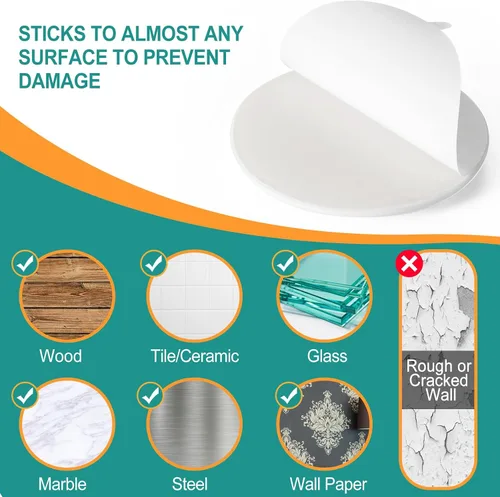Vista 5 de [3.15"] Topes de Puerta Protectores de Pared, 6 Piezas Grandes Amortiguadores de Puerta de Silicona Blanca con Adhesivo Fuerte Engrosado